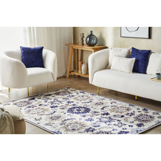 Alasiah Hand Tufted Wool Beige/Blue Rug