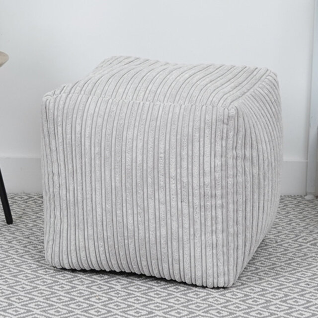Luxurious Jumbo Corduroy Cube Pouffe Bean Bag - Pre Filled, Portable Footstool - Living Room, Bedroom Furniture - Comfortable, Ergonomic Footstool - 3