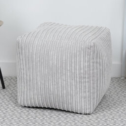 Luxurious Jumbo Corduroy Cube Pouffe Bean Bag - Pre Filled, Portable Footstool - Living Room, Bedroom Furniture - Comfortable, Ergonomic Footstool - 3