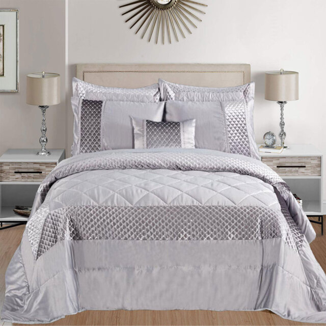 Atlanta Quilted Velvet Embossed Bedspread Set with Matching Pillowcases – Soft, Luxurious & Machine Washable Bedding