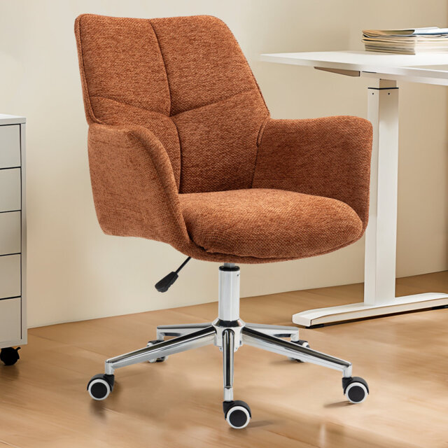 Soft Chenille Office Chair Adjustable Height Task Chair Swivel Desk Chair