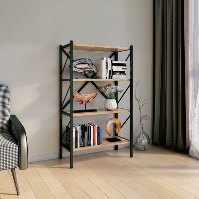 Addley 121cm H x 66cm W Metal Standard Bookcase