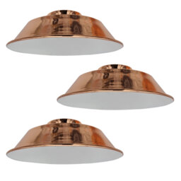 3 Pack Retro Vintage Metal Rose Gold Easy Fit E27/B22 Base Industrial Pendant Metal 22Cm Lamp Light Shades Reducer Plate Ceiling Hanging Lamps For Bed
