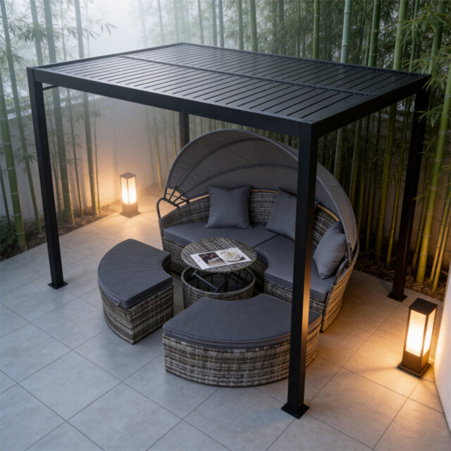 Bobbylee Garden Outdoor Rattan Day Bed With Cushions And Raincover