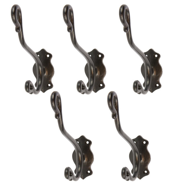Hammer & Tongs - Curly Hat & Coat Hook - W40mm x H140mm - Black