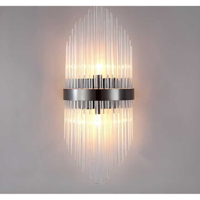 Rubyjane - Large Luxury Black Bedside Wall Light-Luxury Glass Wall Sconce – Modern E14 Bulb Base for Bedroom & Living Room-50cm