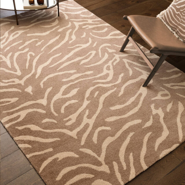 Alaisdair Tiger Animal Print Taupe Area Rug