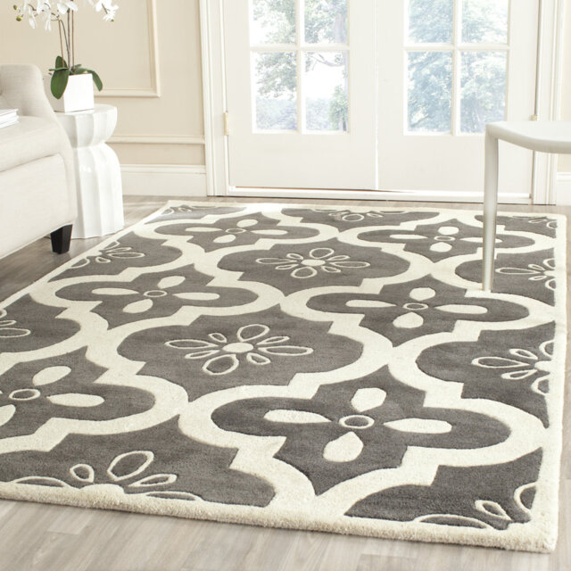 Temecula Hand-Tufted Wool Ivory/Dark Grey Indoor/Outdoor Area Rug