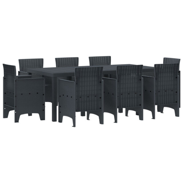 9 Piece Garden Dining Set Poly Rattan
