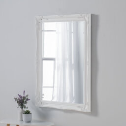 French Style Burdette Carved Wood Framed Accent Mirror