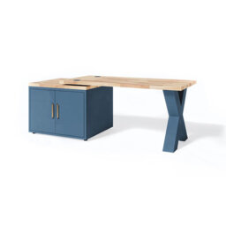 Falah Solid Wood Top Metal Base Executive Desk