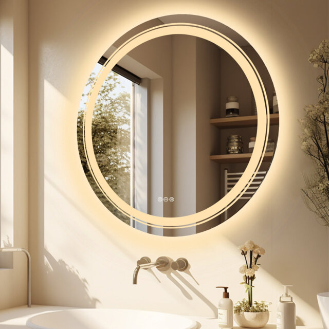 Illuminated Round Bathroom Mirror With Led Lights