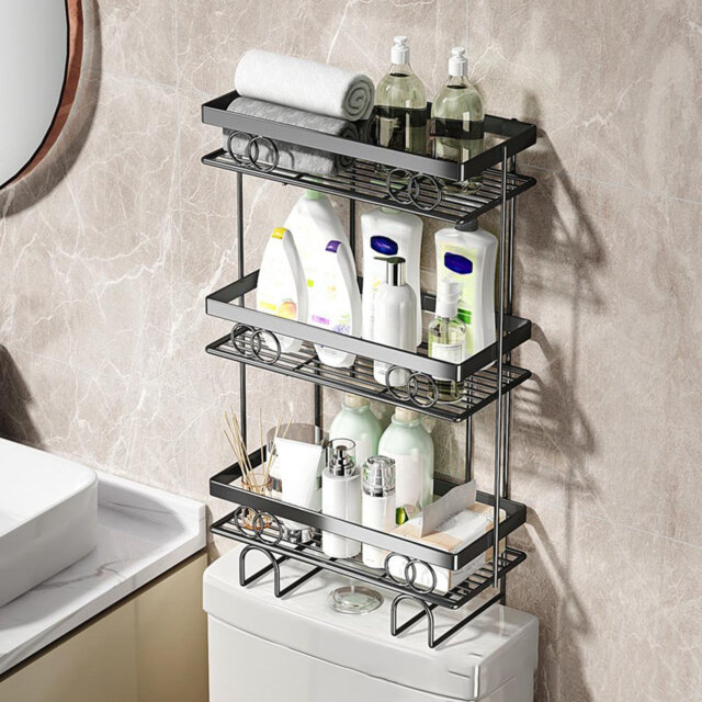 Over The Toilet Storage Shelf, 1/2/3 Tier Bathroom Storage Organizer Large Capacity Metal