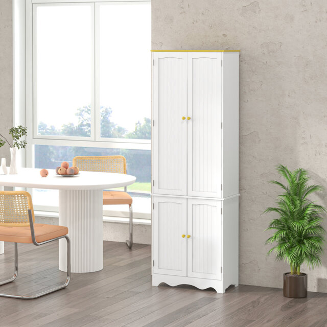 HOMCOM Freestanding 4-Door Kitchen Cupboard Storage Cabinet 183cm White
