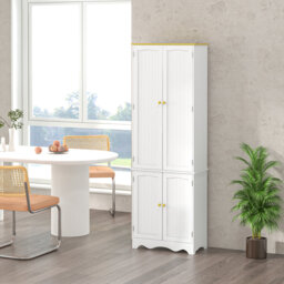HOMCOM Freestanding 4-Door Kitchen Cupboard Storage Cabinet 183cm White