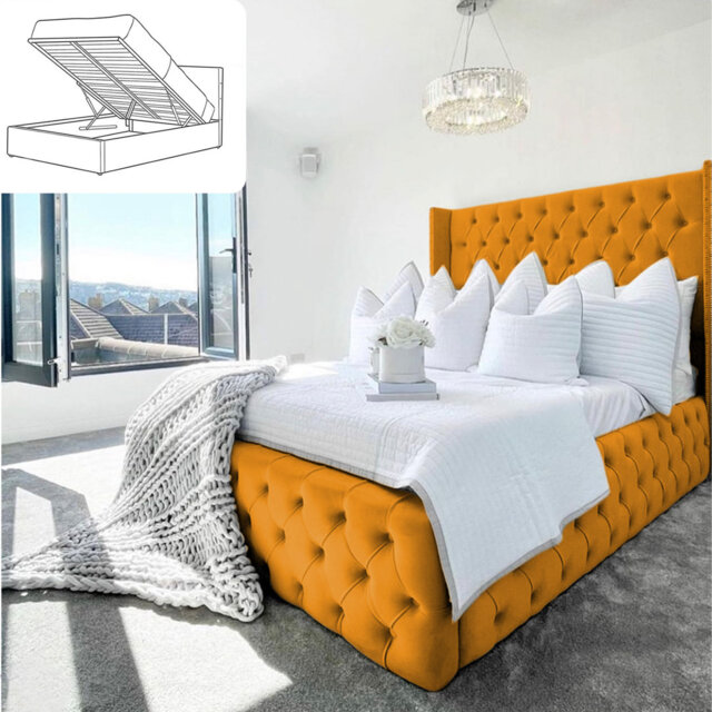 Ericka Chesterfield Ottoman Storage Bed - Deep Button-Tufted Velvet Upholstered Bed Frame