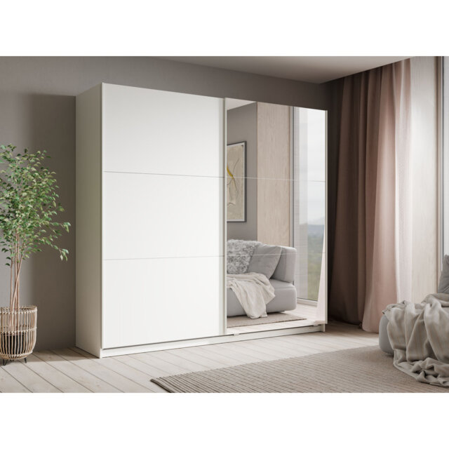 LUXORA III 12 2D SLIDING WARDROBE WITH MIRROR (220) PB0110-MOUNTAIN WHITE PB0110-MOUNTAIN WHITE III-12-FSC B