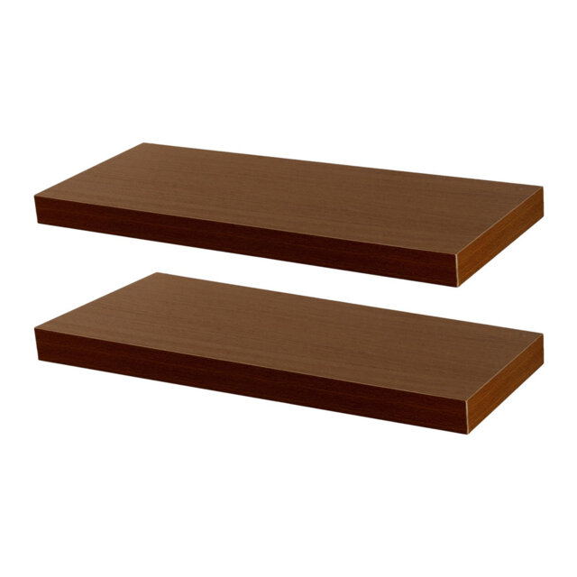 Harbour Housewares Modern Floating Wall Shelves - 60cm - Walnut - Pack of 2