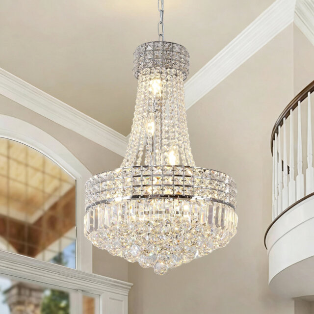 16.53in Luxury Modern Chrome Crystal Chandelier, E14 base(No Bulb Included)