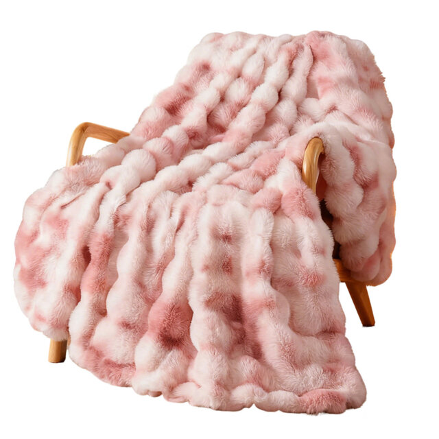Tie-Dye Faux Rabbit Fur & Flannel Weighted Throw Blanket, Ultra Soft & Cozy for Sofa Couch Bed