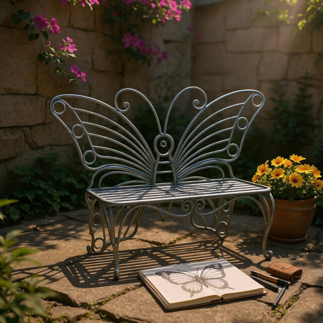 Butterfly Metal Garden Bench