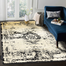 Modern DE LUXE rug for the living room, bedroom, vintage ornament - structural gold / gray