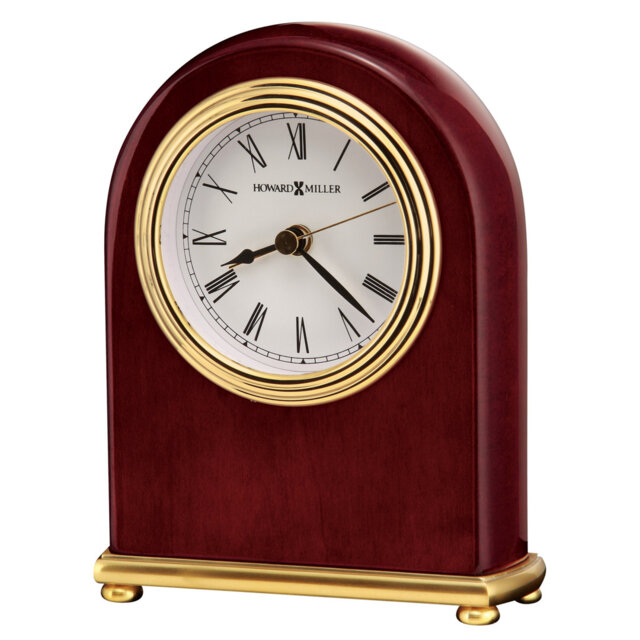 Rosewood Retro Analog Wood Quartz Alarm Tabletop Clock in Rosewood Hall/Polished Brass