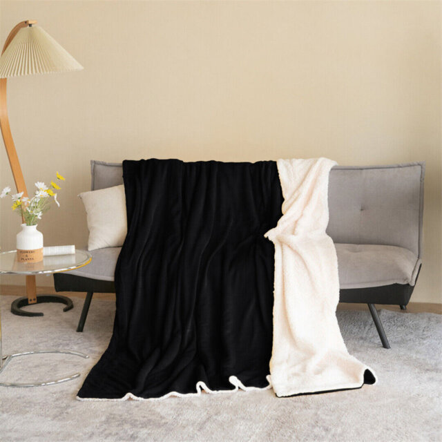 Diya Soft Sherpa Fleece Fur Thick Dual Sided Flannel Reversible Blanket Throw