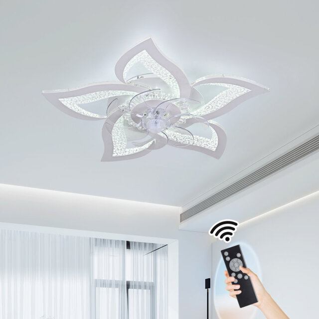 Izzabella 7- Blade Reversible LED Dimmable Ceiling Fan with Light and Remote