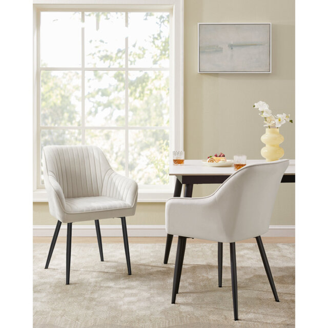 Dining Chair, Kitchen Chair, Velvet Armchair, Upholstered With Armrests, Max. Load 120 Kg, Metal Legs, For Dining Room, Lounge