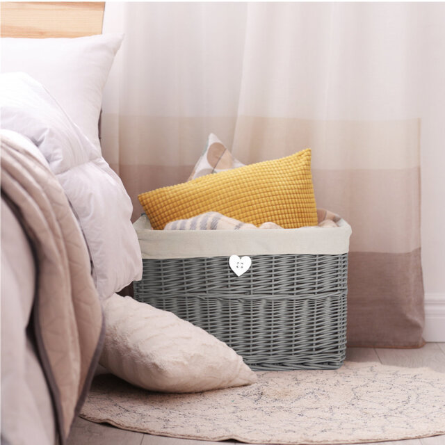 Wicker Storage Trunk with Lid and Cotton Liner