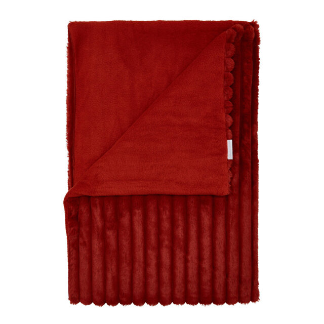 Cosy Ribbed Faux Fur Blanket Throw
