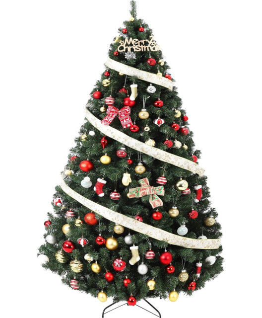 4.5FT/137CM Artificial Christmas Tree - Fluffy Fraser Fir Unlit Hinged Design, Faux Full Christmas Tree with 900 Premium Branch Tips, Includes Stand f