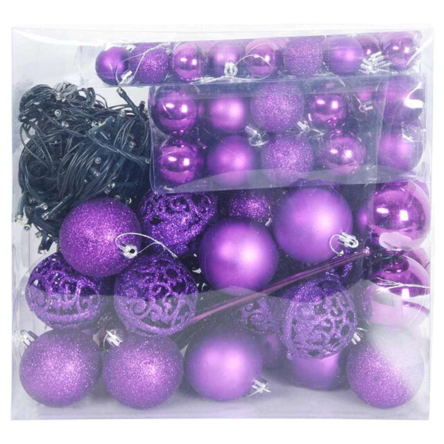 Christmas Bauble Set with 300 LEDs 120 pcs Plastic