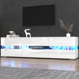 "Unfinished TV Stand for TVs up to 70"" with Fireplace Included"