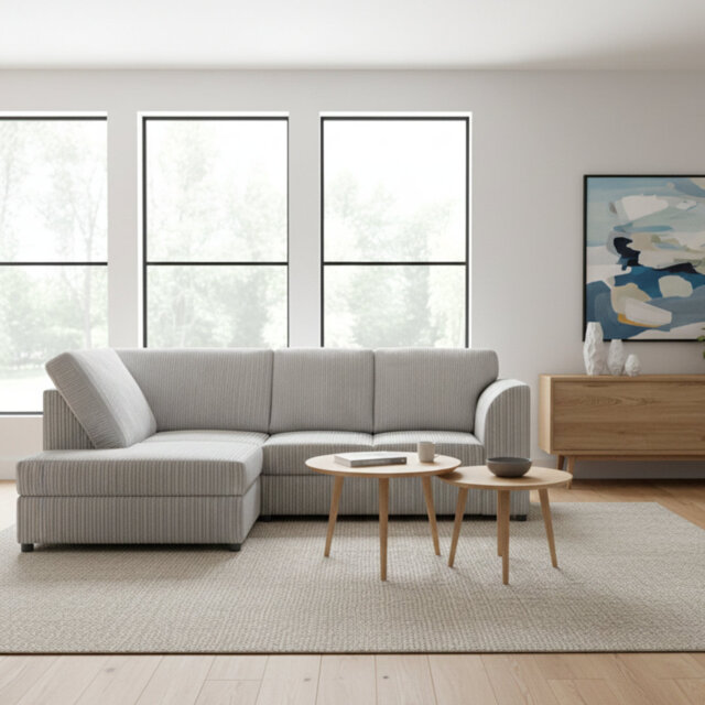 Jumbo Cord Hand Facing Corner Sofa With Footstool