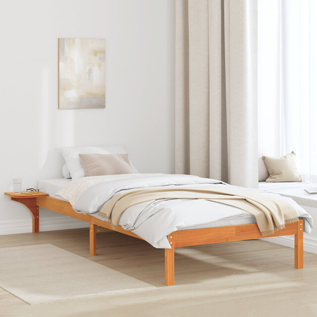 Bed Frame With Bedside Tables Solid Pine Wood