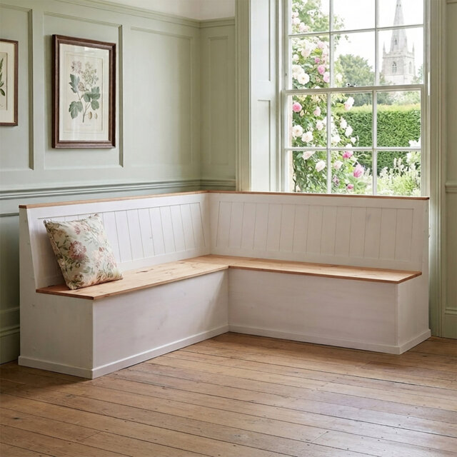 Appleridge Corner Wood Storage Bench
