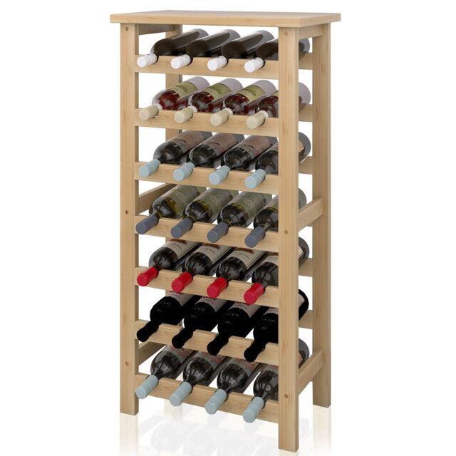 Coltan 28 Bottle Solid Wood Floor Wine Bottle Rack