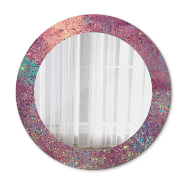 Huldar Round Glass Framed Wall Mounted Accent Mirror in Purple/Green/Orange