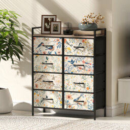 HOMCOM Bedroom Chest of Drawers, Fabric Dresser with 8 Drawers, White