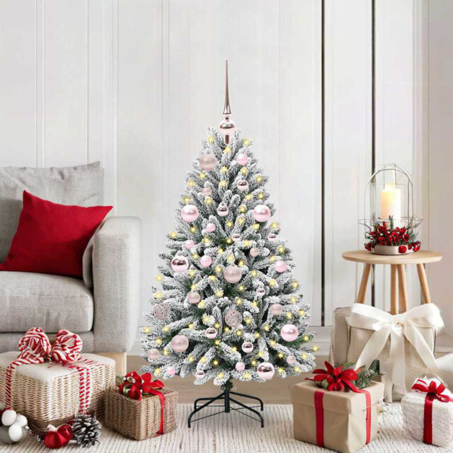 Artificial Christmas Tree Green and White PVC and Metal