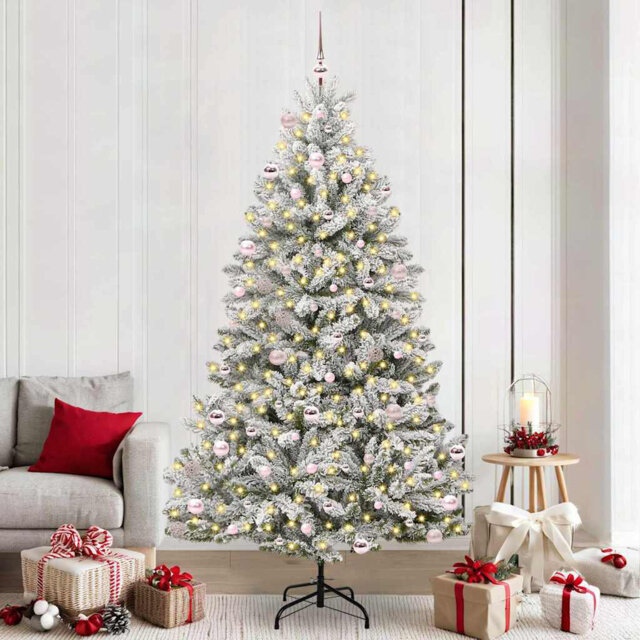 Artificial Christmas Tree Green and White PVC and Metal
