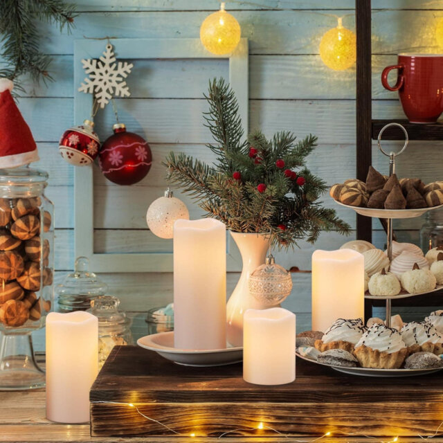 "Indoor/Outdoor Waterproof Flameless Candles: Flickering White LED Pillar, Battery-Operated, Pack of 4, 3"" H4â-8â for Lanterns"