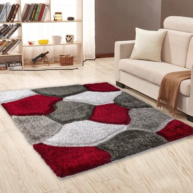 Modern 3D Shaggy Rugs Geometric Carved Design Large Area Rugs Soft Thick Fluffy Rug For Living Room Bedroom Small Floor Mats