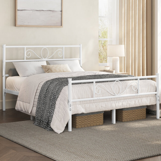 Metal Bed Frame with Headboard/Under-Bed Storage
