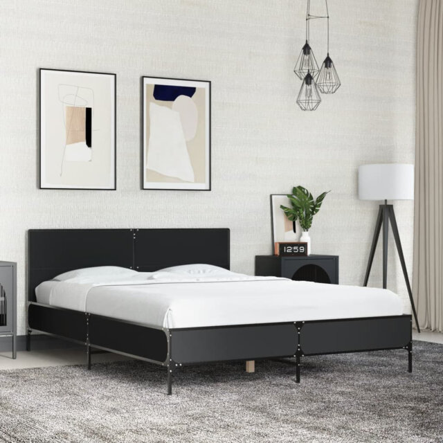 Vidaxl Bed Frame Sonoma Oak 140X200 Cm Engineered Wood And Metal
