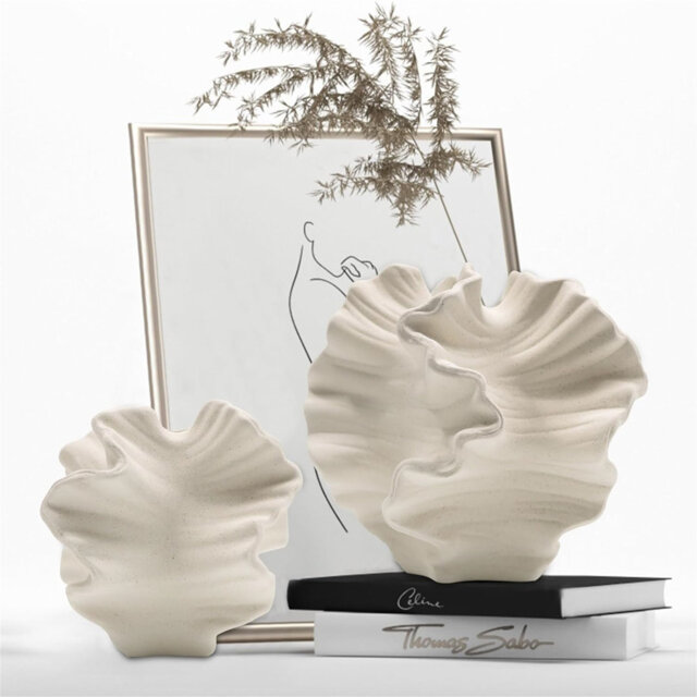 Modern Ceramic Vases, Set Of 2, Oblong Boho Flower Vases For Home Decoration