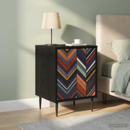 Bedside Cabinet Black Oak Engineered Wood Nightstand Bedroom Furniture