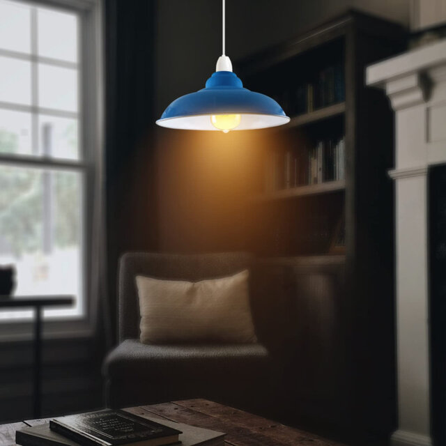 13.5cm H Metal Lamp Shade in Cyan Blue
